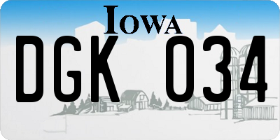 IA license plate DGK034
