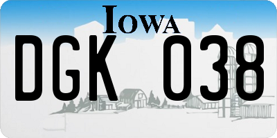 IA license plate DGK038