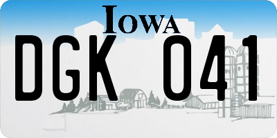 IA license plate DGK041