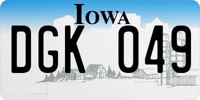 IA license plate DGK049