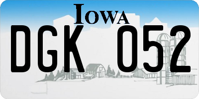 IA license plate DGK052