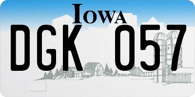 IA license plate DGK057