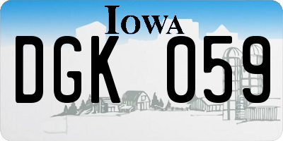 IA license plate DGK059