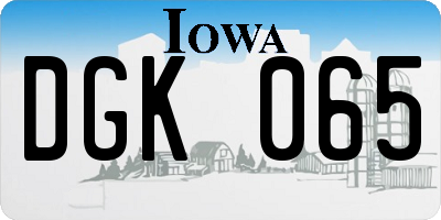 IA license plate DGK065