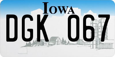IA license plate DGK067