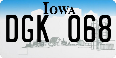 IA license plate DGK068