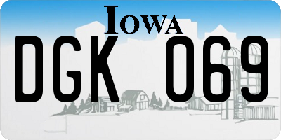 IA license plate DGK069