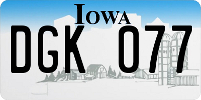 IA license plate DGK077