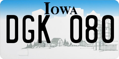 IA license plate DGK080