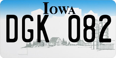 IA license plate DGK082