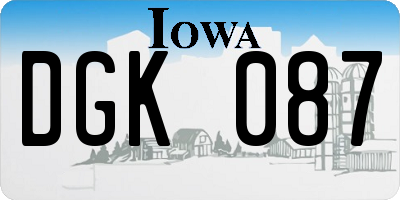 IA license plate DGK087