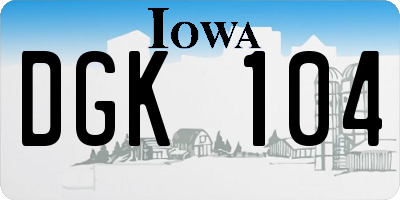 IA license plate DGK104
