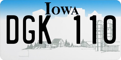 IA license plate DGK110