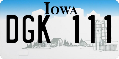 IA license plate DGK111