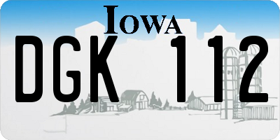 IA license plate DGK112