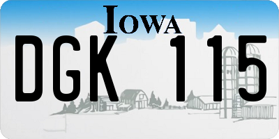 IA license plate DGK115
