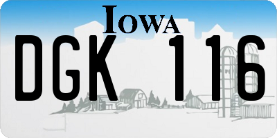 IA license plate DGK116
