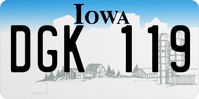 IA license plate DGK119