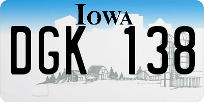 IA license plate DGK138