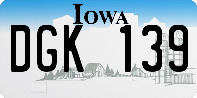IA license plate DGK139