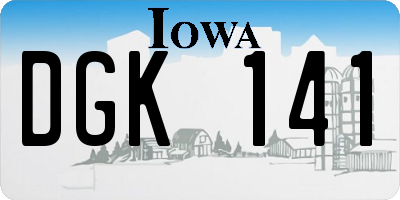 IA license plate DGK141
