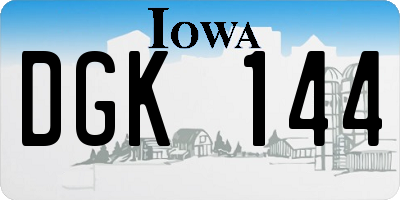 IA license plate DGK144
