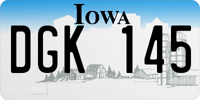 IA license plate DGK145
