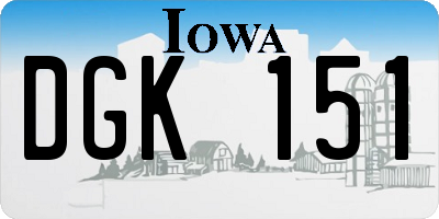 IA license plate DGK151