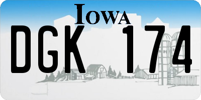 IA license plate DGK174