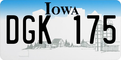 IA license plate DGK175