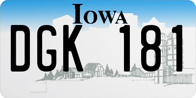 IA license plate DGK181