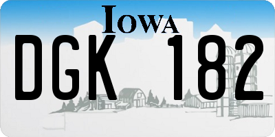 IA license plate DGK182
