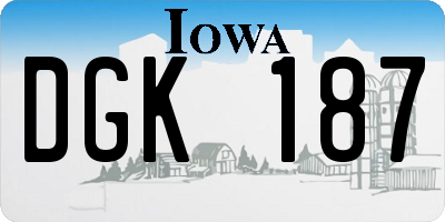 IA license plate DGK187