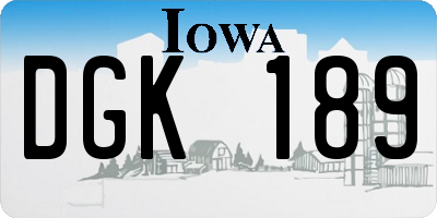 IA license plate DGK189