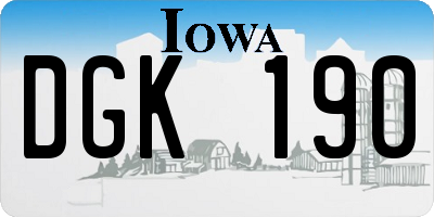 IA license plate DGK190