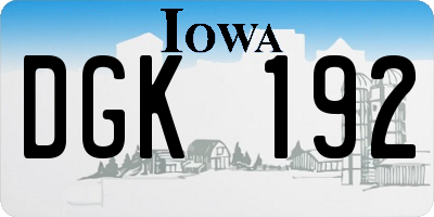 IA license plate DGK192