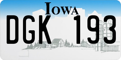 IA license plate DGK193