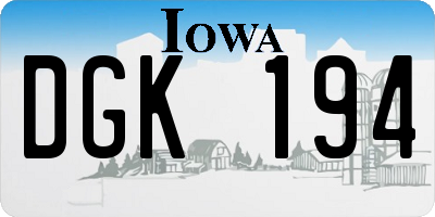 IA license plate DGK194