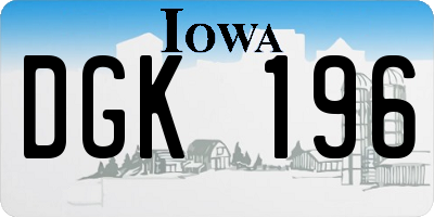 IA license plate DGK196