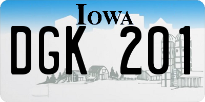 IA license plate DGK201