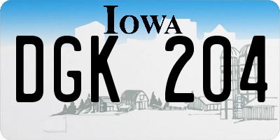 IA license plate DGK204