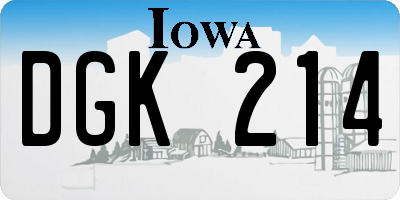 IA license plate DGK214
