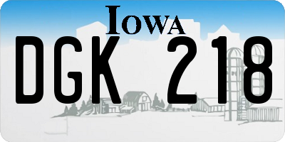 IA license plate DGK218