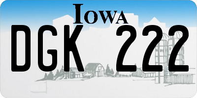 IA license plate DGK222
