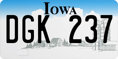 IA license plate DGK237