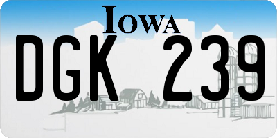 IA license plate DGK239