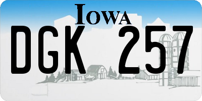 IA license plate DGK257