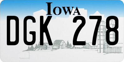 IA license plate DGK278