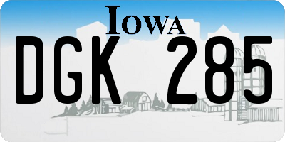 IA license plate DGK285