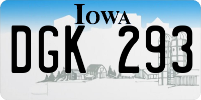 IA license plate DGK293